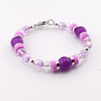 Sparkling Lilac Purple Bracelet Collection: Purple and Silver Beaded Stackable Bracelets