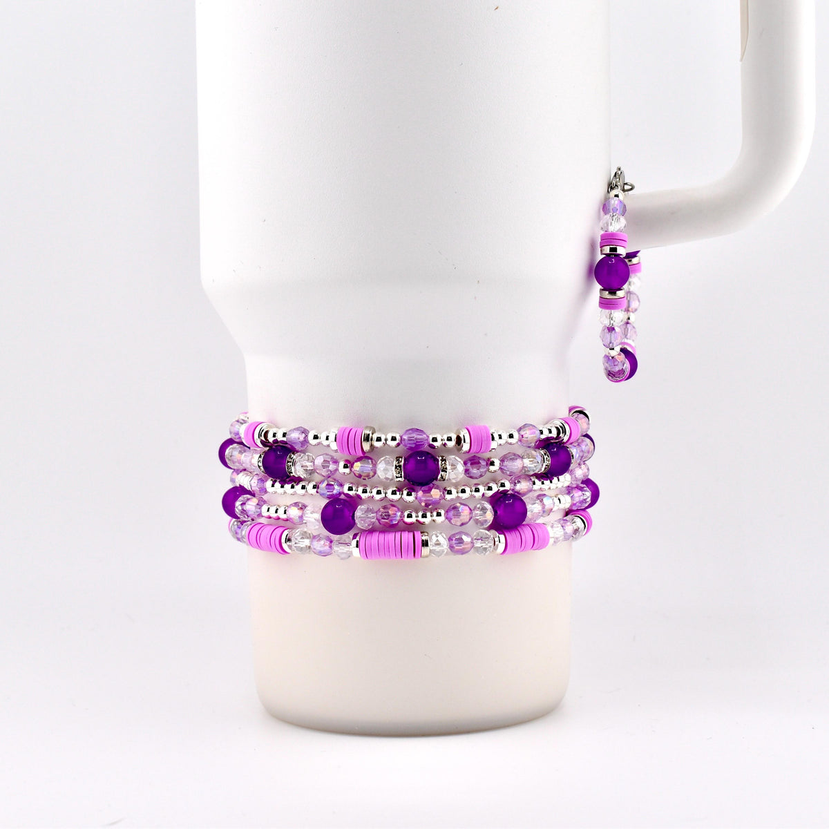 Sparkling Lilac Purple Bracelet Collection: Purple and Silver Beaded Stackable Bracelets