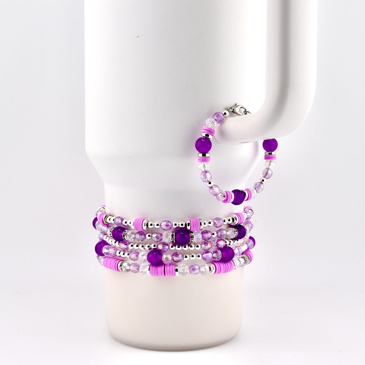 Sparkling Lilac Purple Bracelet Collection: Purple and Silver Beaded Stackable Bracelets
