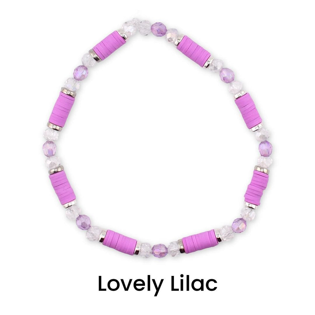 Sparkling Lilac Purple Bracelet Collection: Purple and Silver Beaded Stackable Bracelets