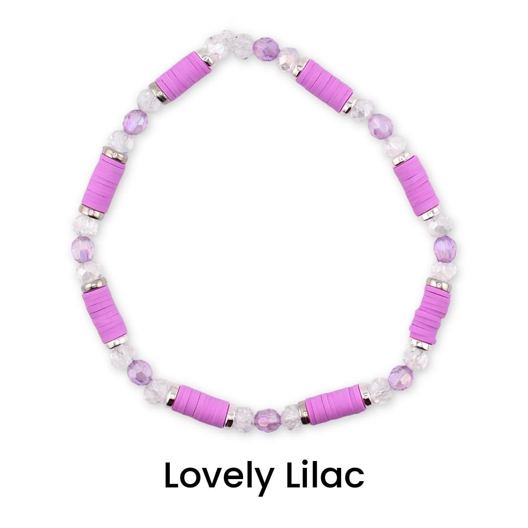 Sparkling Lilac Purple Bracelet Collection: Purple and Silver Beaded Stackable Bracelets