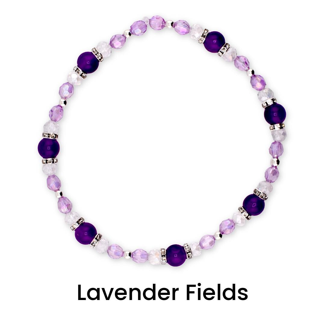 Sparkling Lilac Purple Bracelet Collection: Purple and Silver Beaded Stackable Bracelets