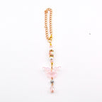 Pink Butterfly Suncatcher with Clear AB Beads & Gold Accents | Rainbow Prism Rearview Mirror Charm
