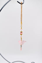 Pink Butterfly Suncatcher with Clear AB Beads & Gold Accents | Rainbow Prism Rearview Mirror Charm