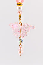 Pink Butterfly Suncatcher with Clear AB Beads & Gold Accents | Rainbow Prism Rearview Mirror Charm