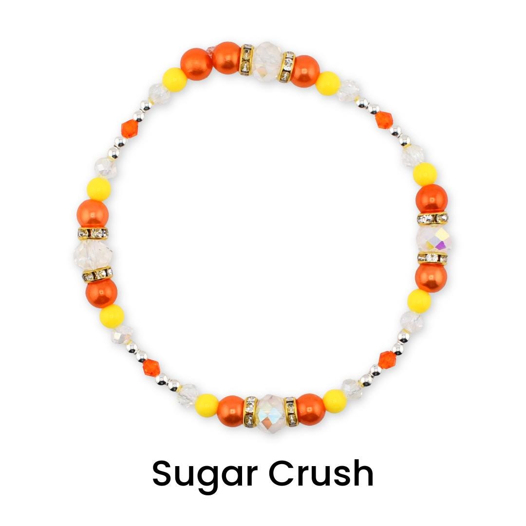 Candy Corn Charm Bracelet Stack: Beaded Halloween Jewelry Set