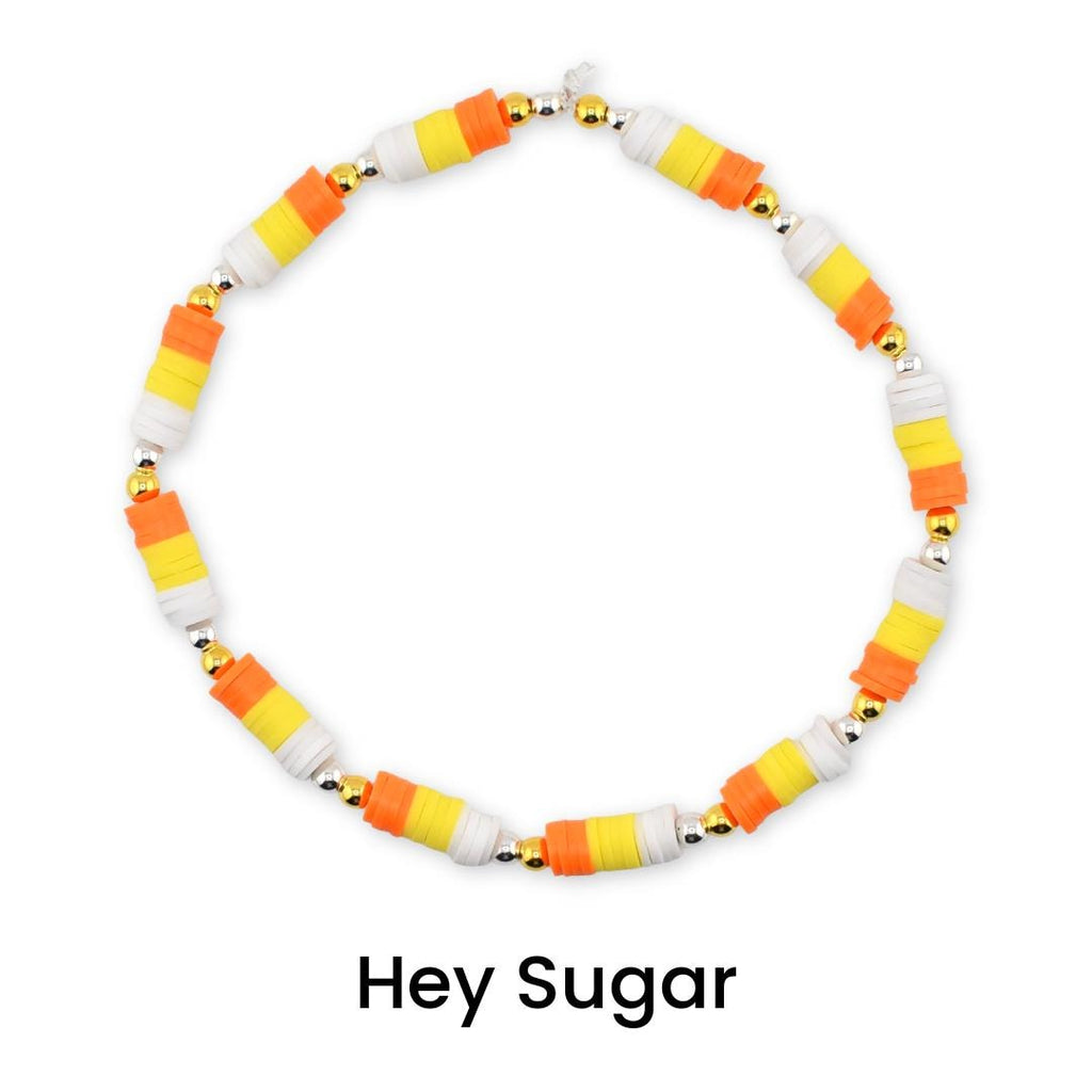 Candy Corn Charm Bracelet Stack: Beaded Halloween Jewelry Set