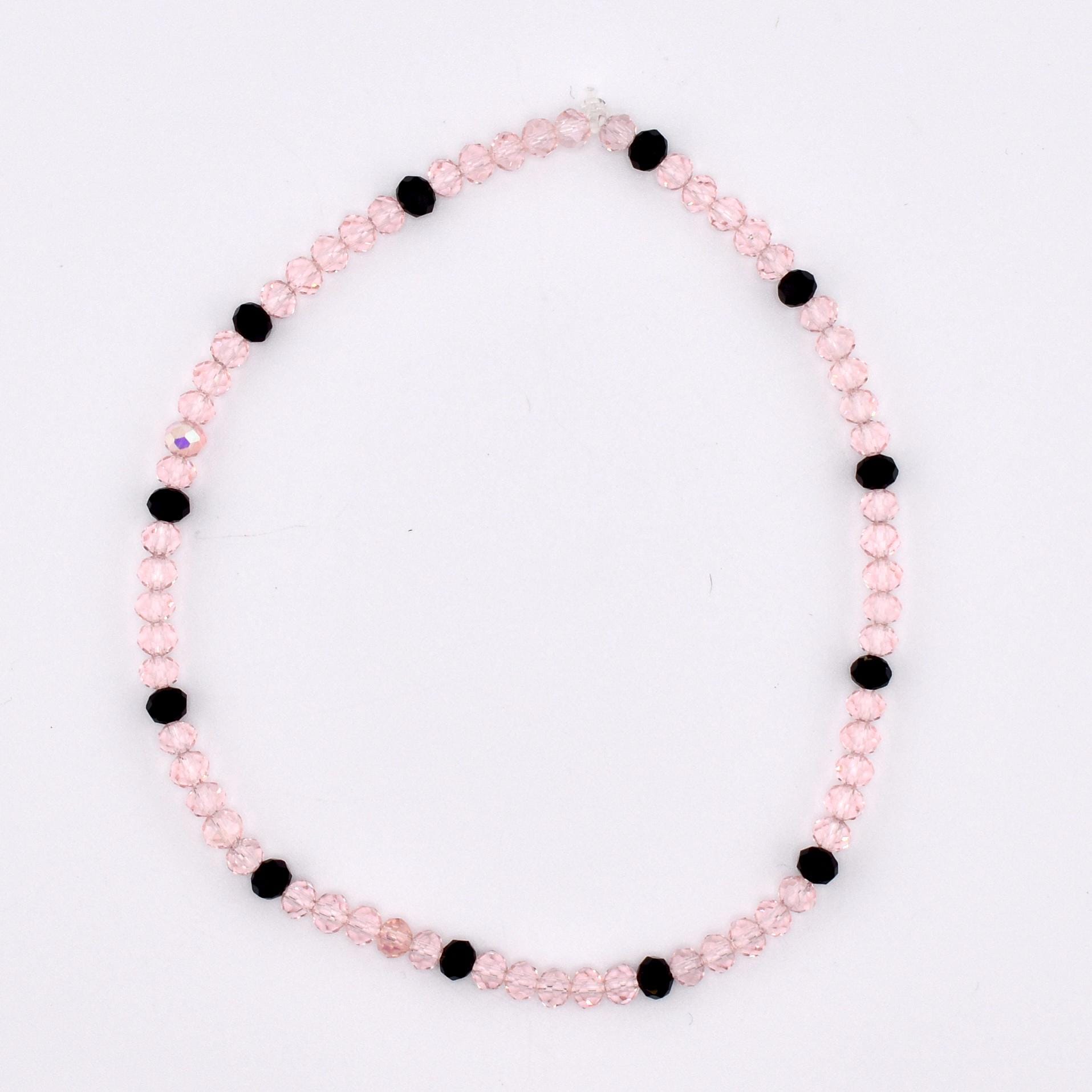 Rosewater and Onyx Bracelet Collection: Pink and Black Beaded Bracelets