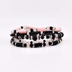 Rosewater and Onyx Bracelet Collection: Pink and Black Beaded Bracelets