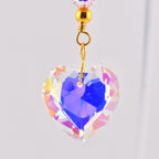 Crystal Heart Suncatcher: Pink, Clear AB Beads, Gold Accents, Rainbow Prism Maker Rearview Mirror Charm