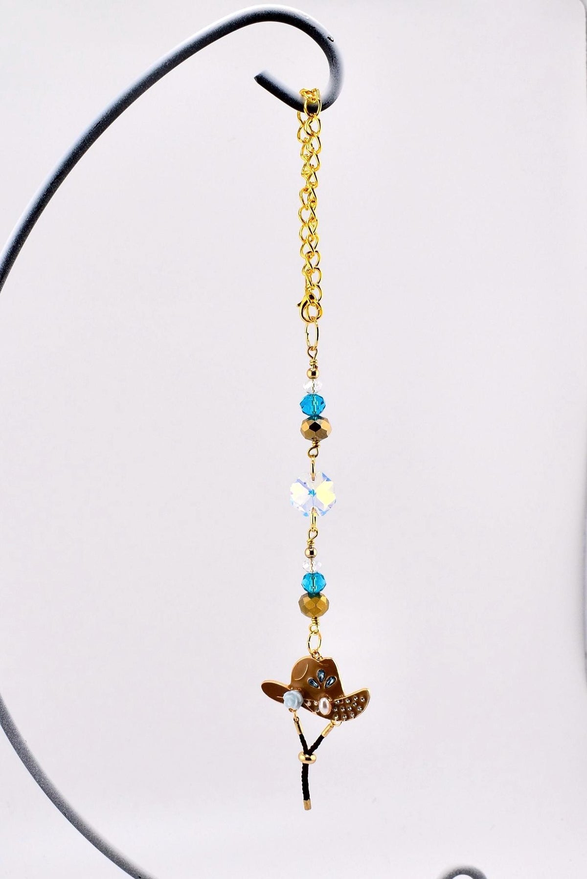 Western Cowgirl Crystal Suncatcher, Rearview Mirror Charm, Cowboy Hat Car Charm, Boho Hanging Crystal Decor, Window Prism Ornament