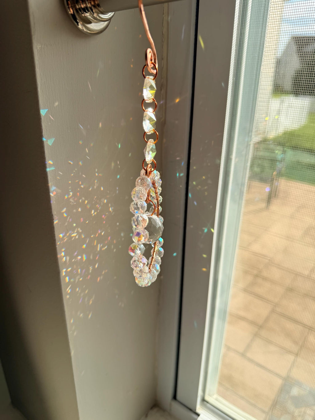 Crystal Sun Catcher Window Hanging | Handmade Copper Suncatcher | Rainbow Maker | Prism Window Decor