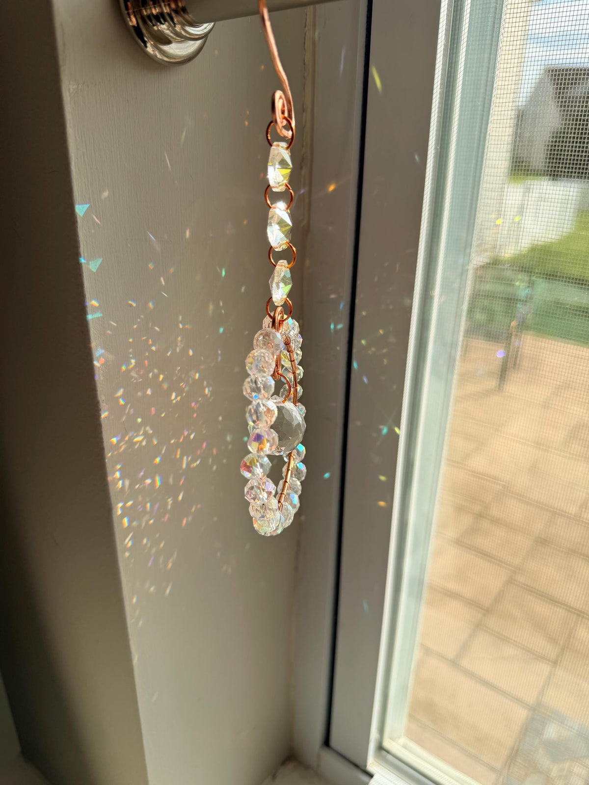 Crystal Sun Catcher Window Hanging | Handmade Copper Suncatcher | Rainbow Maker | Prism Window Decor
