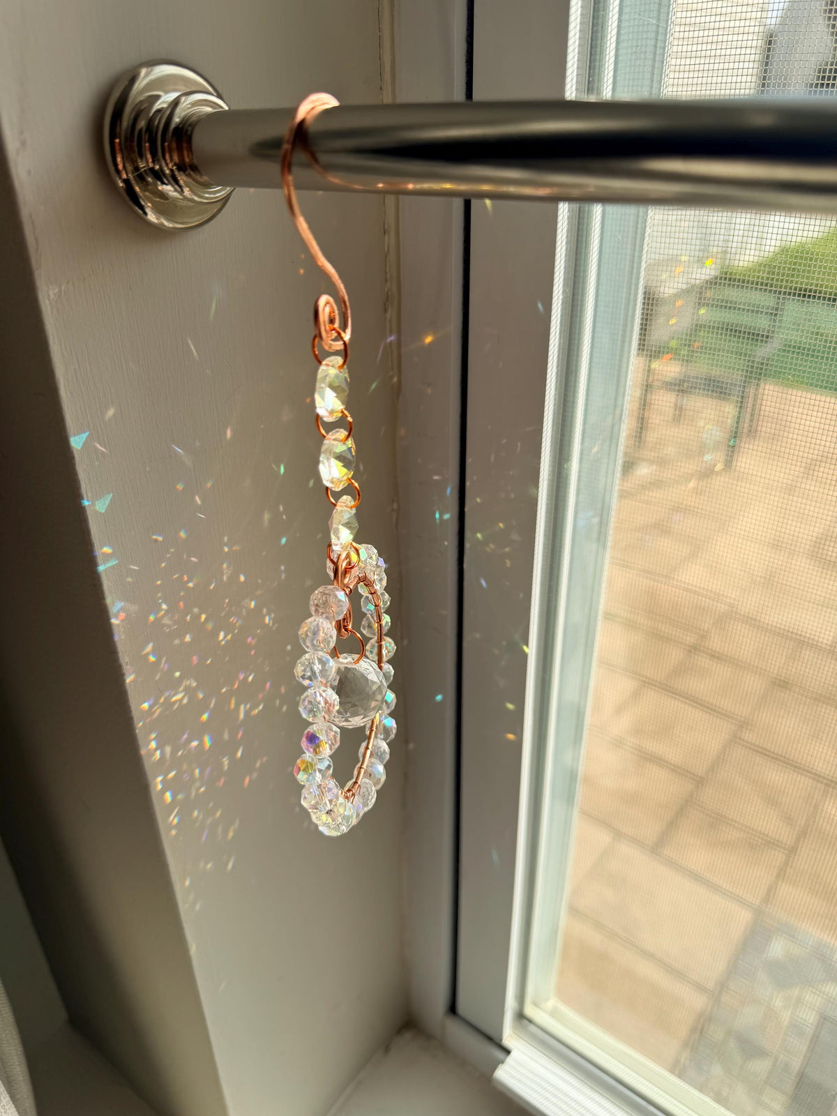 Crystal Sun Catcher Window Hanging | Handmade Copper Suncatcher | Rainbow Maker | Prism Window Decor