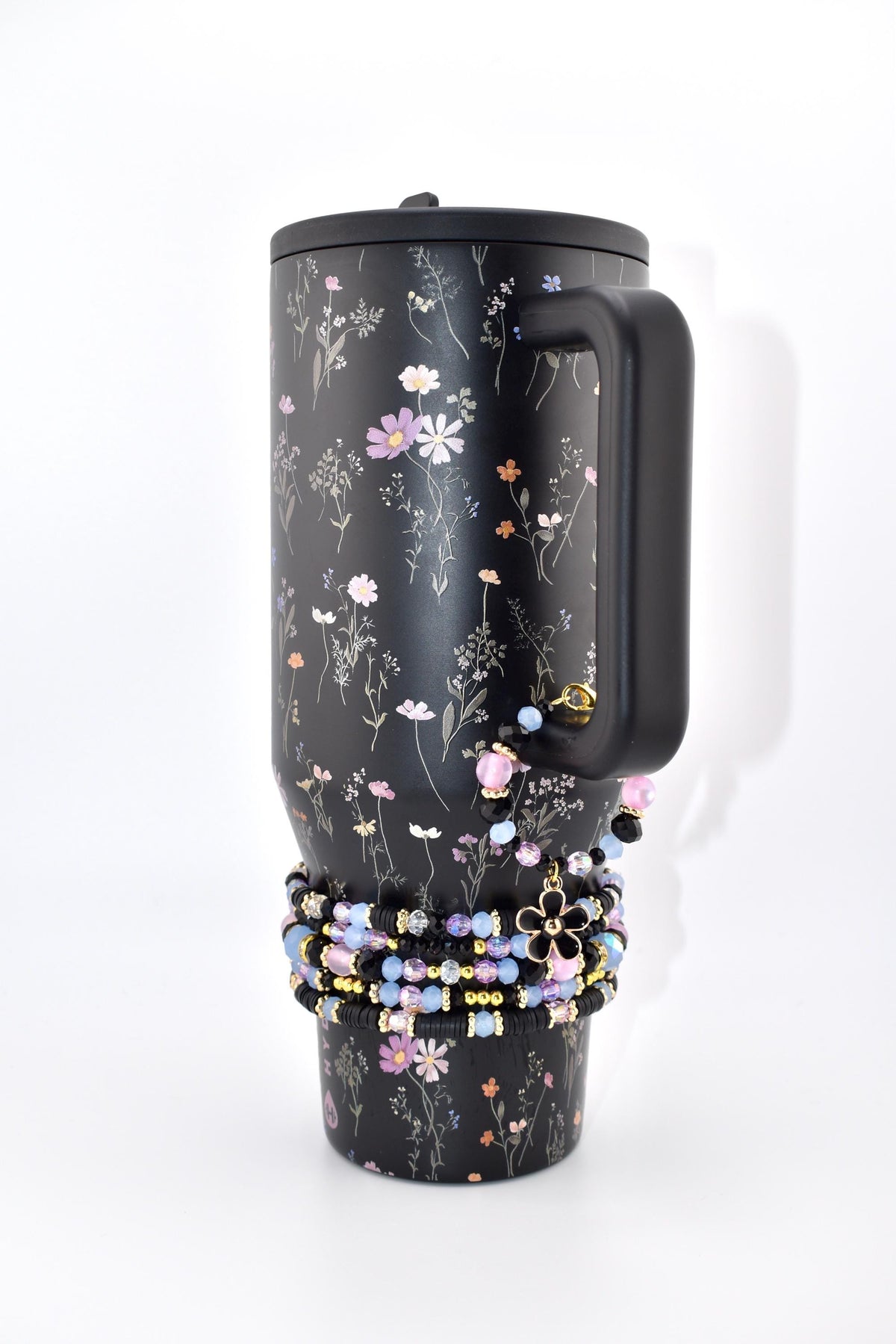 Midnight Floral Tumbler Handle Charm Bracelet