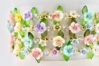 Pastel Flower Beaded Bracelet | Handmade Floral Stretch Jewelry | Spring Garden Charm