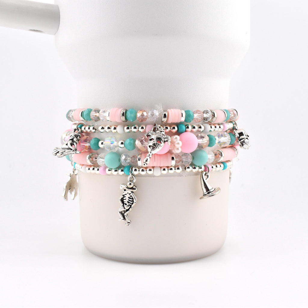Pink and Teal Halloween Charm Bracelet Collection