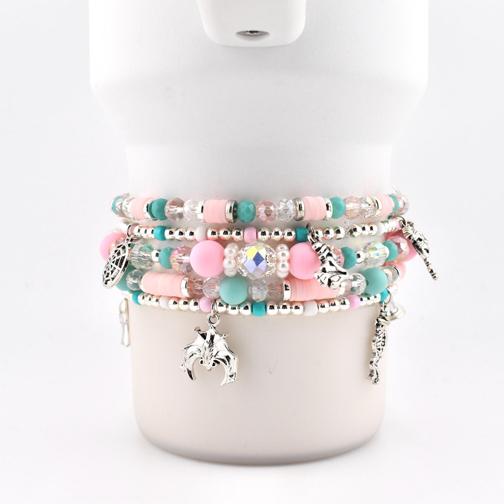 Pink and Teal Halloween Charm Bracelet Collection