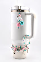Pink and Teal Halloween Charm Tumbler Handle Bracelet