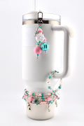 Pink and Teal Halloween Charm Tumbler Handle Bracelet