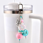 Pink and Teal Halloween Tumbler Straw Charm or Bag Charm