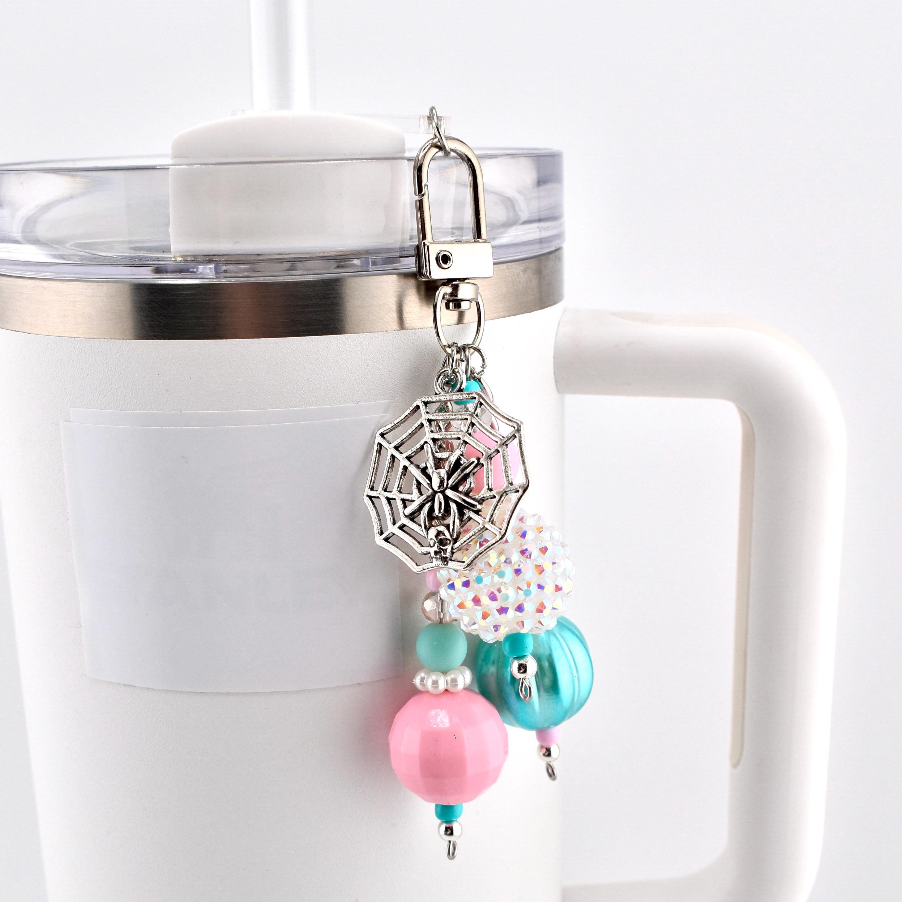 Pink and Teal Halloween Tumbler Straw Charm or Bag Charm