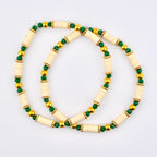 Heirloom Floral Cream Bracelet Collection: Green Gold and Cream Beaded Handmade Bracelets