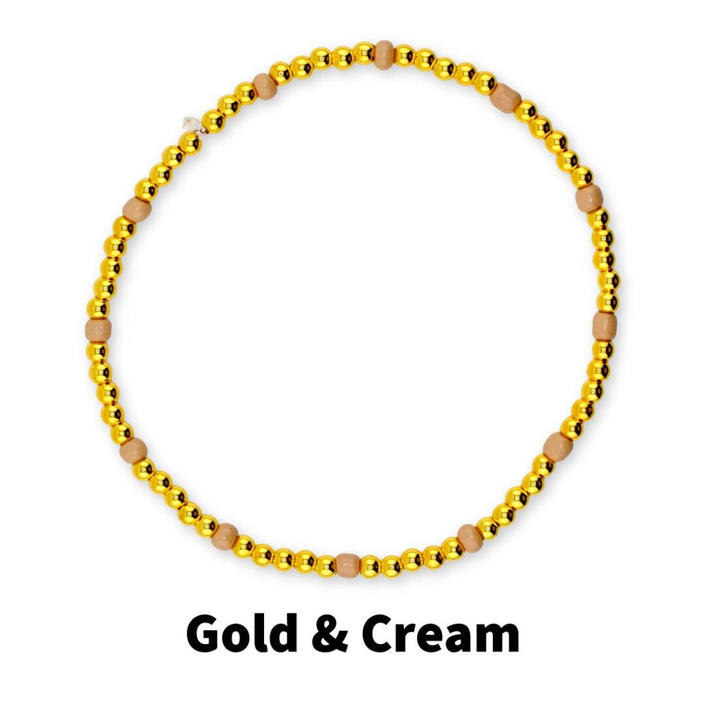 Heirloom Floral Cream Bracelet Collection: Green Gold and Cream Beaded Handmade Bracelets