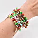 Christmas Beaded Bracelet Stack: Handmade Holiday Charm Bracelets