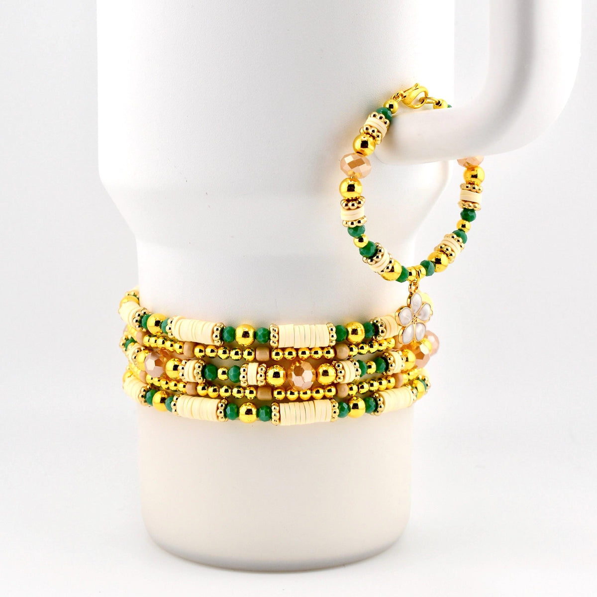 Heirloom Floral Cream Tumbler Handle Bracelet