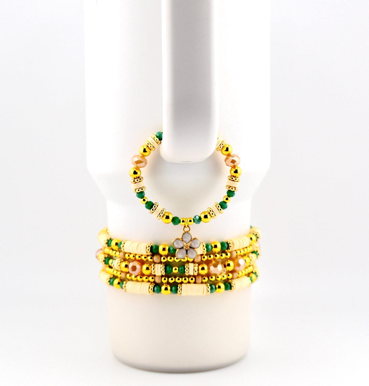 Heirloom Floral Cream Tumbler Handle Bracelet