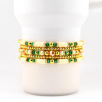 Heirloom Floral Cream Bracelet Collection: Green Gold and Cream Beaded Handmade Bracelets