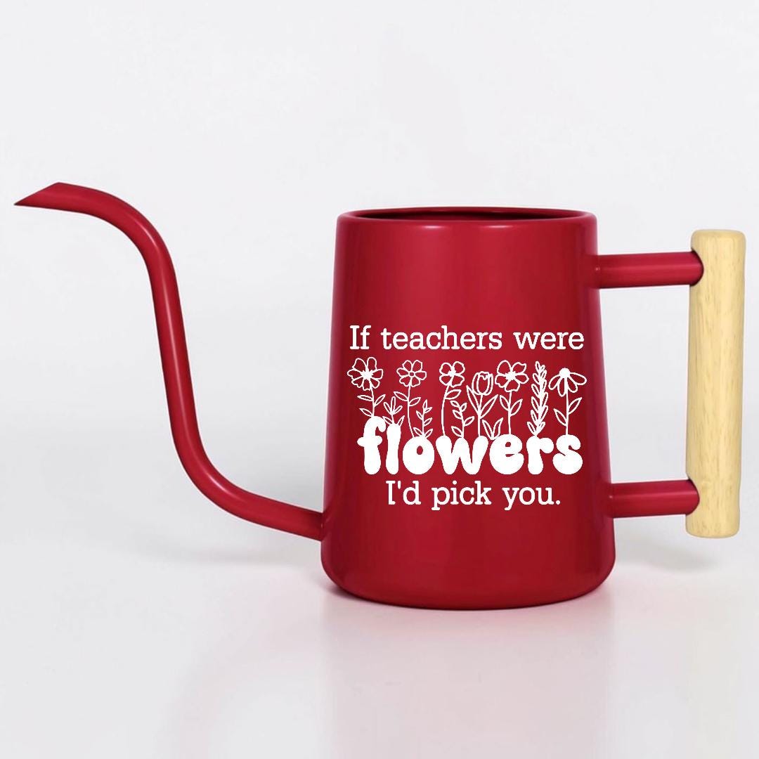 Personalized Watering Can with Flower Design and Customizable Name or Word