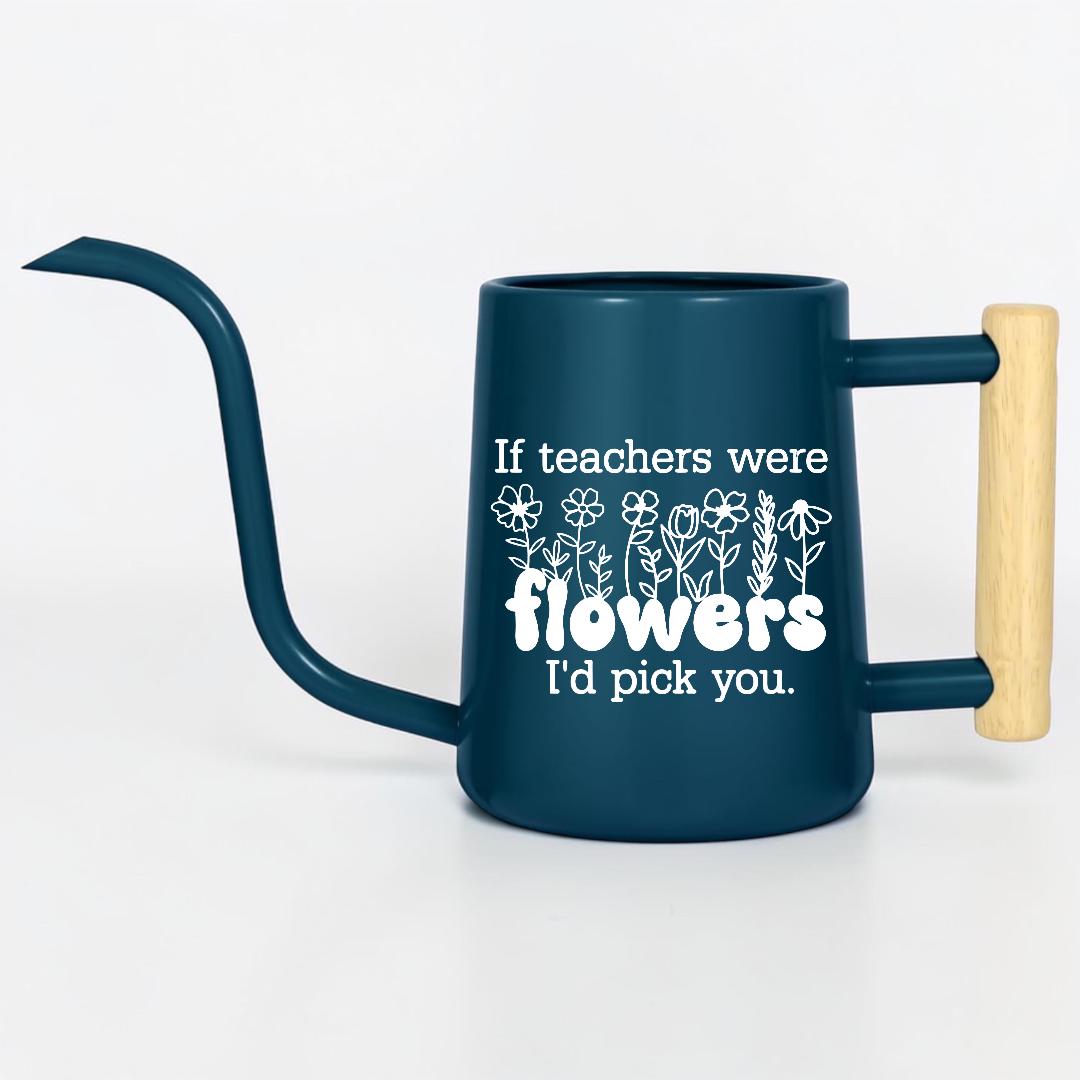 Personalized Watering Can with Flower Design and Customizable Name or Word