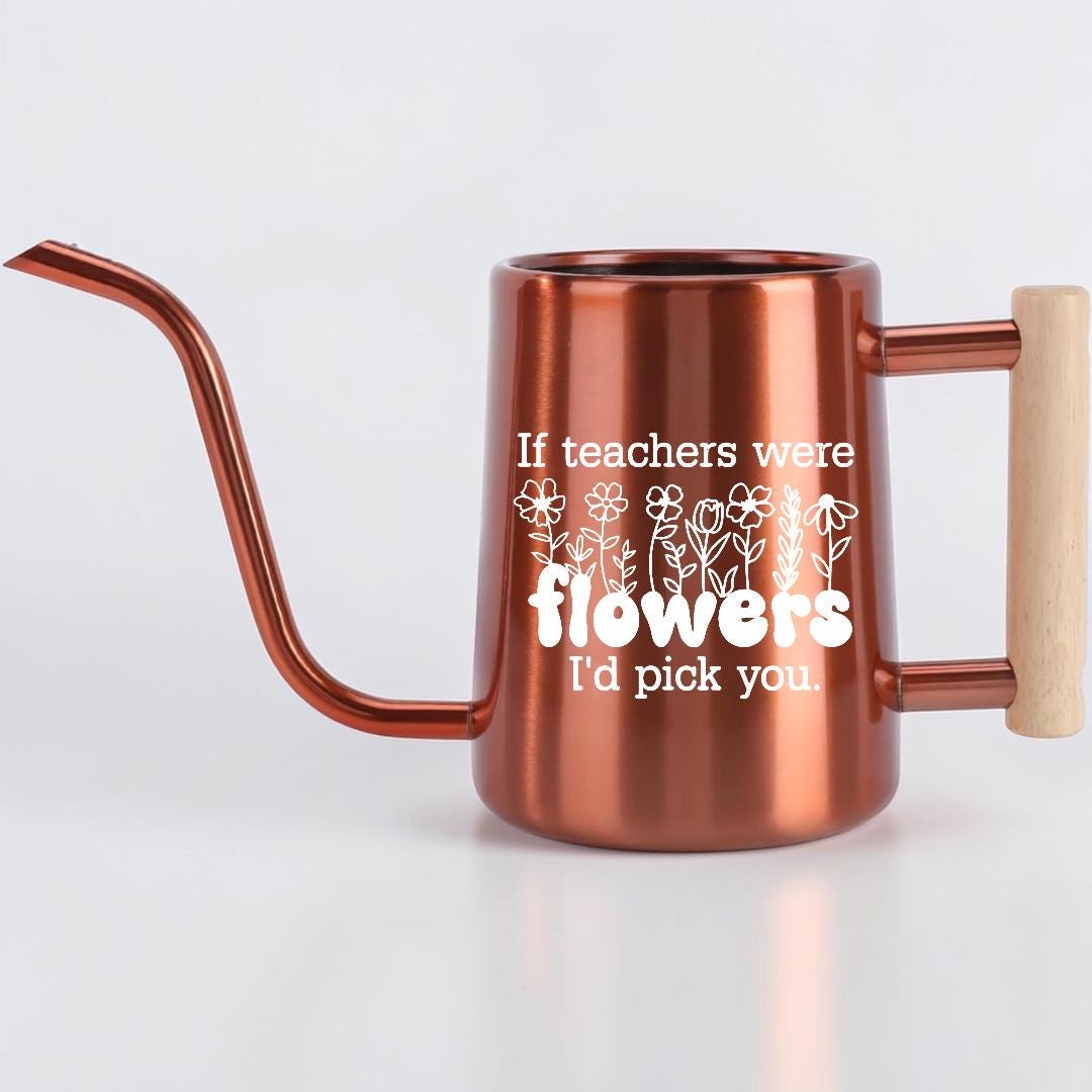 Personalized Watering Can with Flower Design and Customizable Name or Word