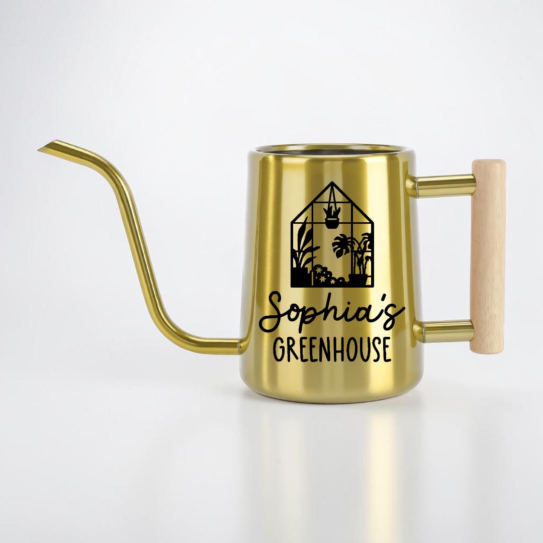 Metal Watering Can with Personalized Greenhouse Design
