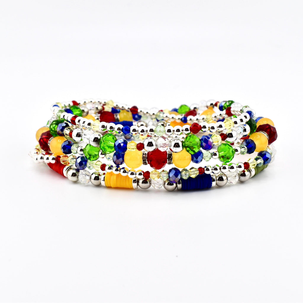 Tropical Destiny Bracelet Collection: Red Blue Yellow and Green Beaded Bracelets