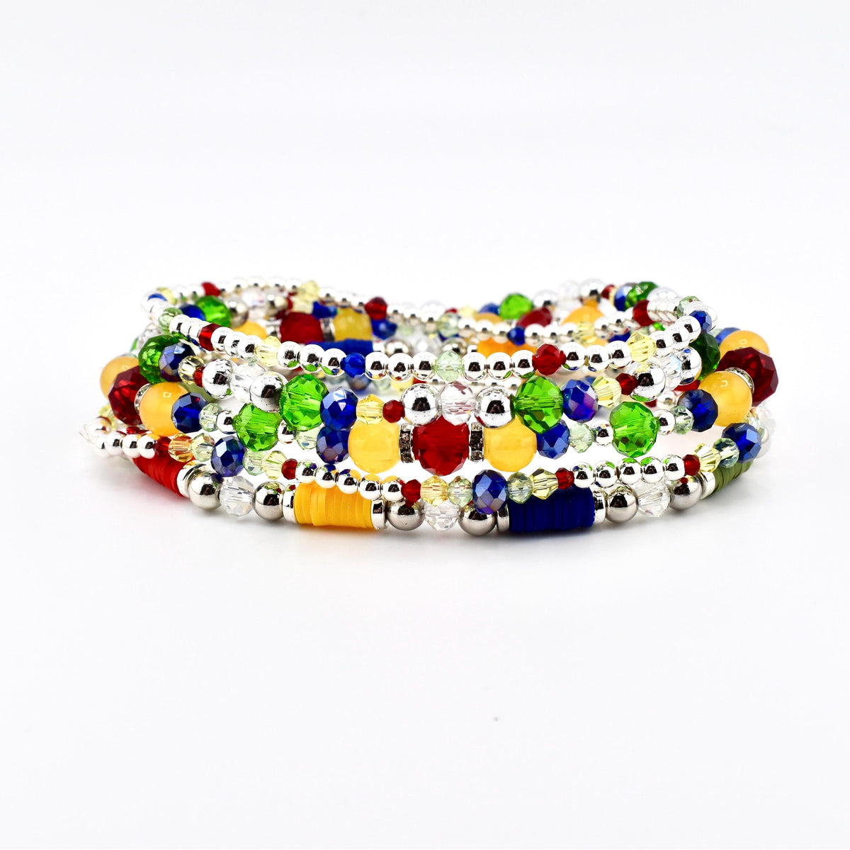 Tropical Destiny Bracelet Collection: Red Blue Yellow and Green Beaded Bracelets