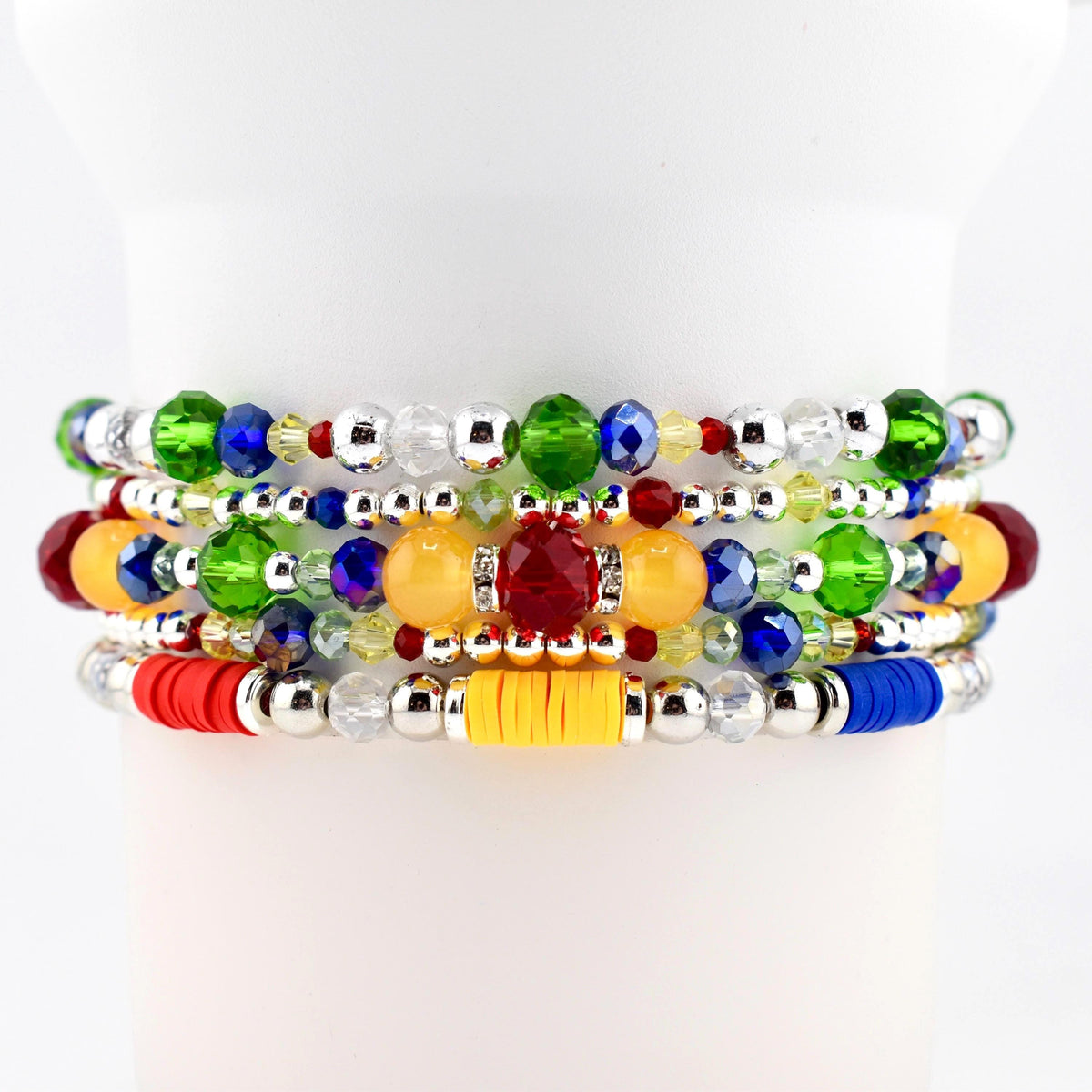 Tropical Destiny Bracelet Collection: Red Blue Yellow and Green Beaded Bracelets