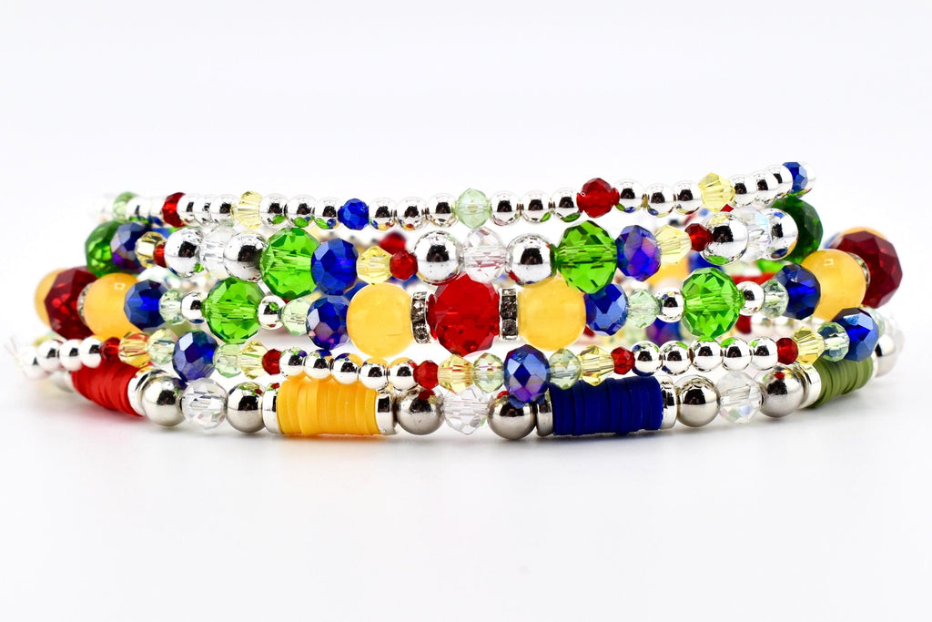 Tropical Destiny Bracelet Collection: Red Blue Yellow and Green Beaded Bracelets