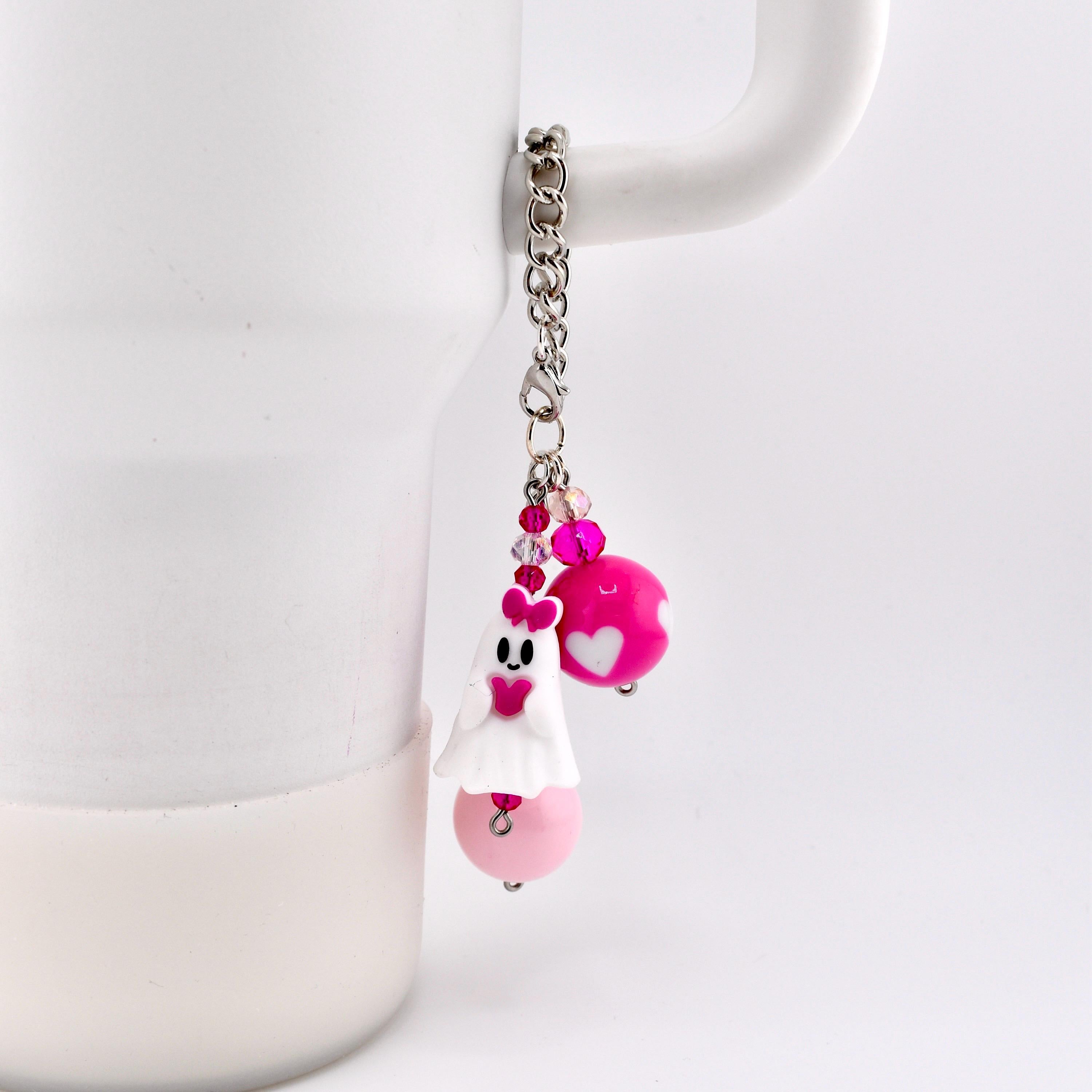 Pink Ghost Tumbler Handle Charm Bracelet