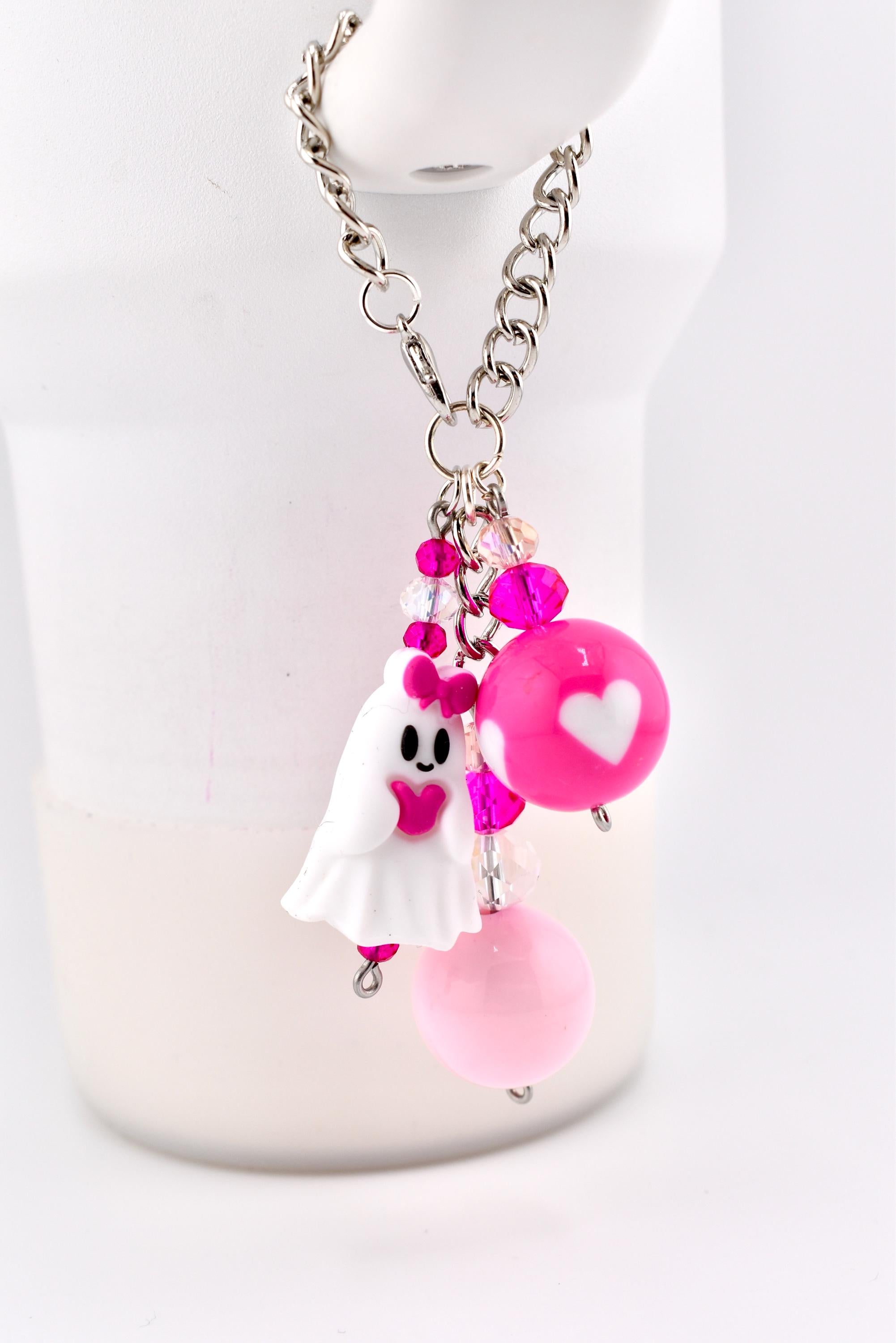 Pink Ghost Tumbler Handle Charm Bracelet