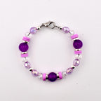 Sparkling Lilac Purple Bracelet Collection: Purple and Silver Beaded Stackable Bracelets