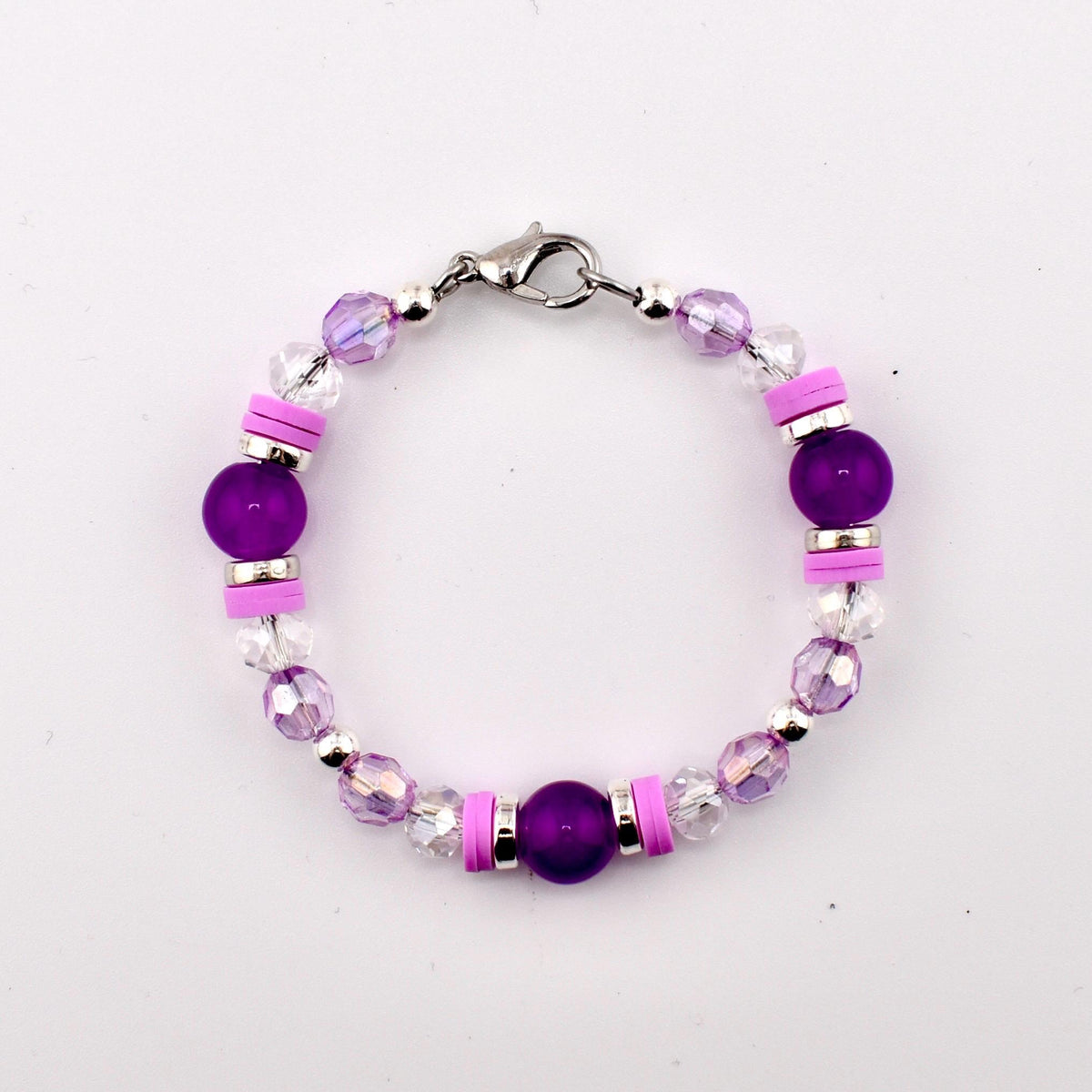 Sparkling Lilac Purple Bracelet Collection: Purple and Silver Beaded Stackable Bracelets