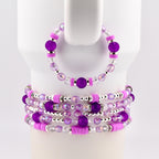 Sparkling Lilac Purple Bracelet Collection: Purple and Silver Beaded Stackable Bracelets