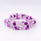 Sparkling Lilac Purple Bracelet Collection: Purple and Silver Beaded Stackable Bracelets