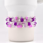 Sparkling Lilac Purple Bracelet Collection: Purple and Silver Beaded Stackable Bracelets