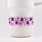 Sparkling Lilac Purple Bracelet Collection: Purple and Silver Beaded Stackable Bracelets