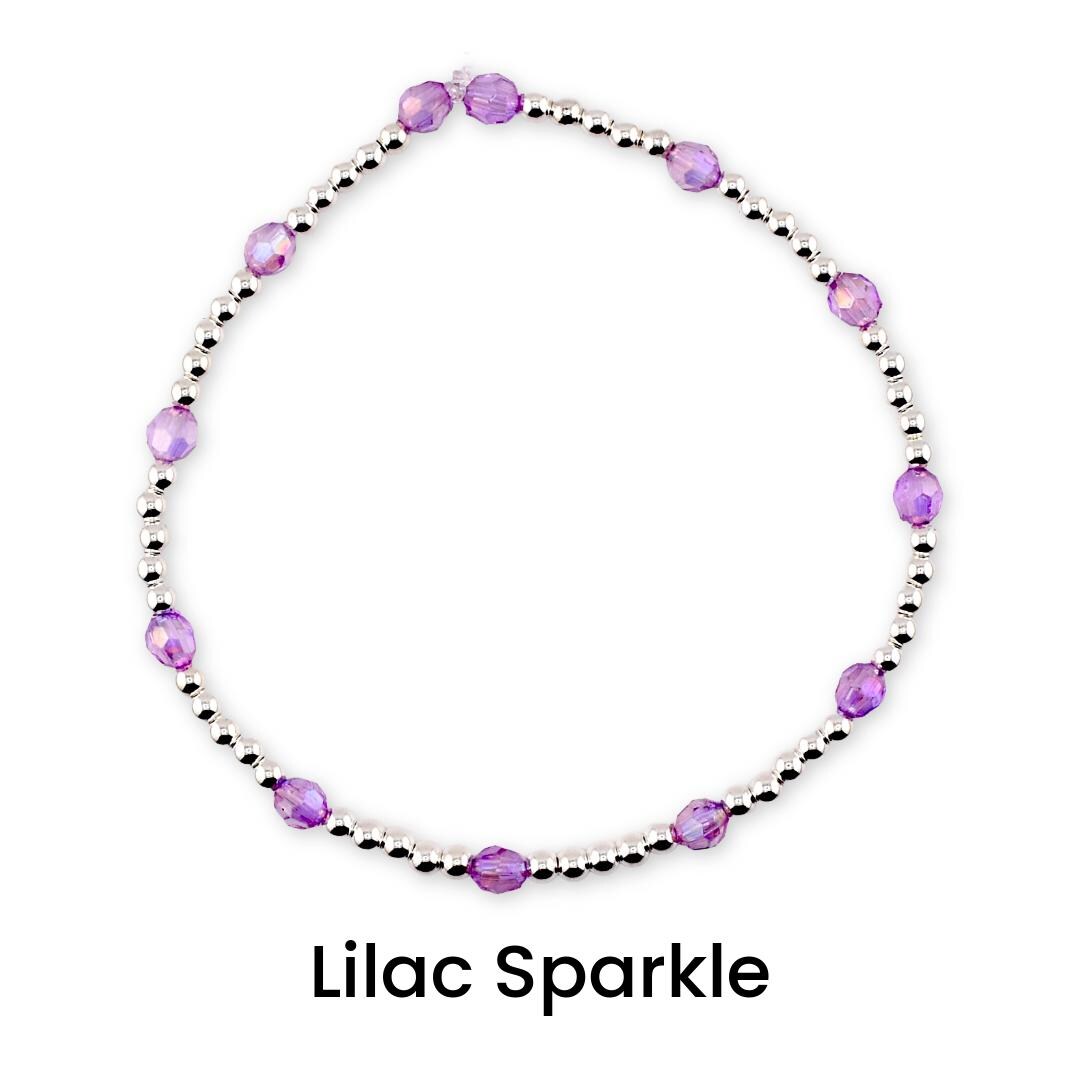Sparkling Lilac Purple Bracelet Collection: Purple and Silver Beaded Stackable Bracelets