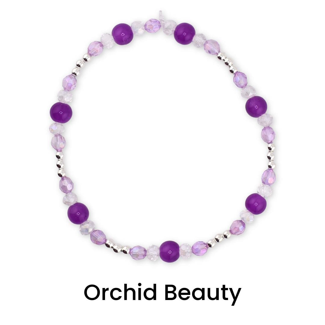Sparkling Lilac Purple Bracelet Collection: Purple and Silver Beaded Stackable Bracelets